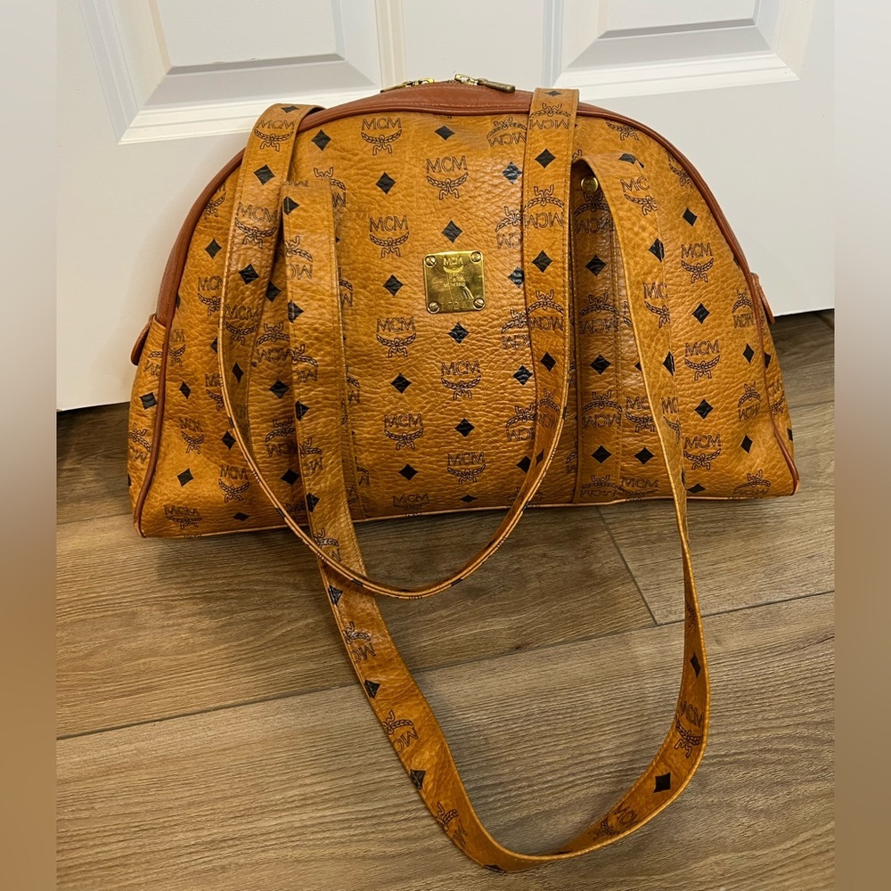 Authentic Brown Leather MCM Half moon tote bag
